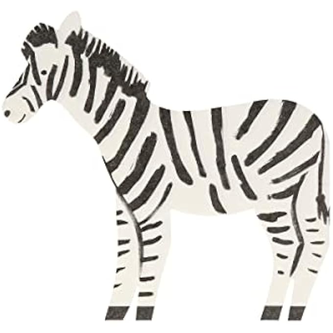 SAFARI ZEBRA NAPKINS PACK OF 20ZEBRA-SHAPED PARTY PAPER NAPKINS WITH 3-PLY DURABLE DESIGN FOR BIRTHDAY, KIDS, ADULT, SAFARI, ANIMAL THEME, CELEBRATION, TABLE DCOR - Image 1